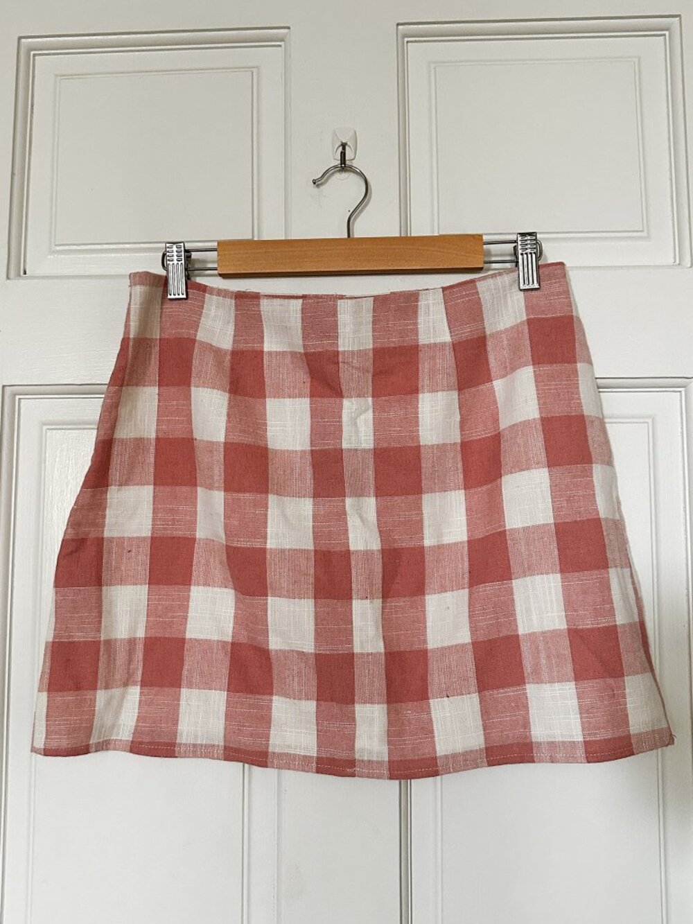 Forever 21 Pink White Gingham A-Line Mini Skirt NWT Size L